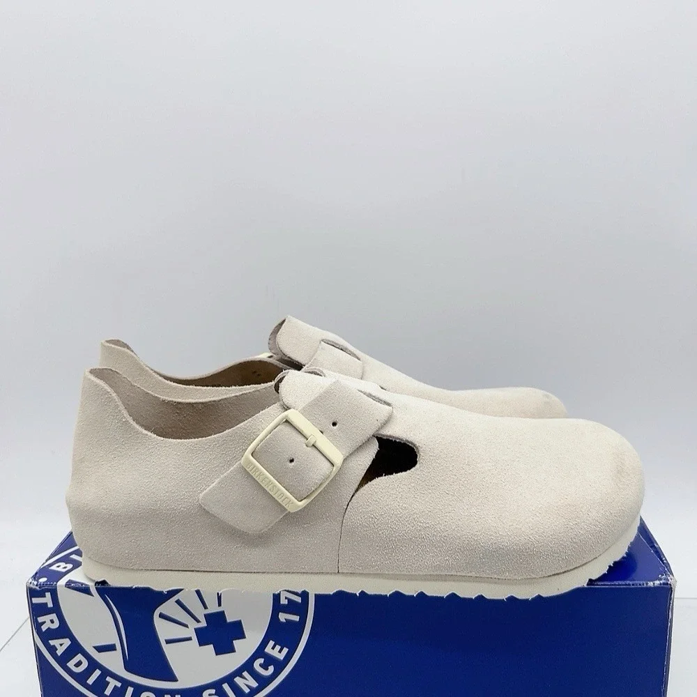 Birkenstock London Men's Casual Shoes Light Gray Suede Buckle EU 43 US 10